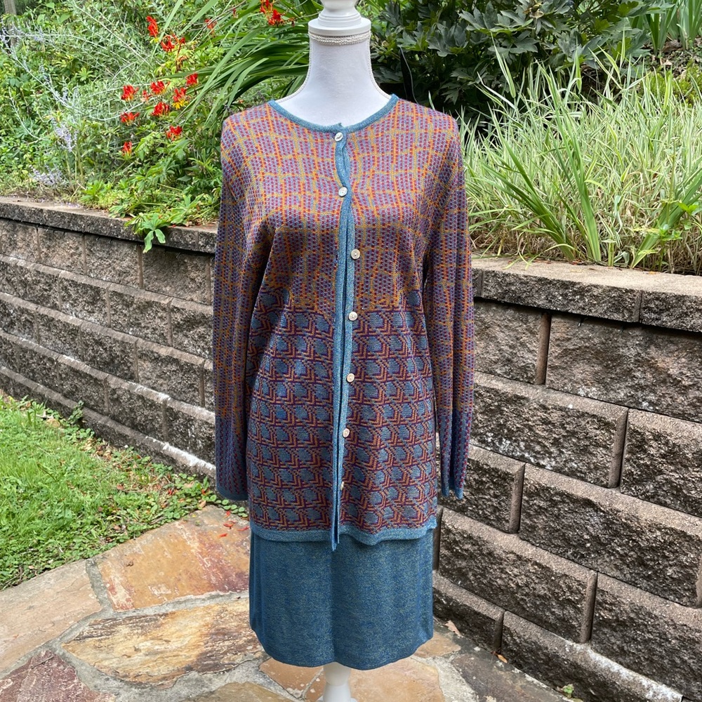 Vintage 80’s Rodier Paris Knit Blazer Jacket Skirt Suit Sz Small S